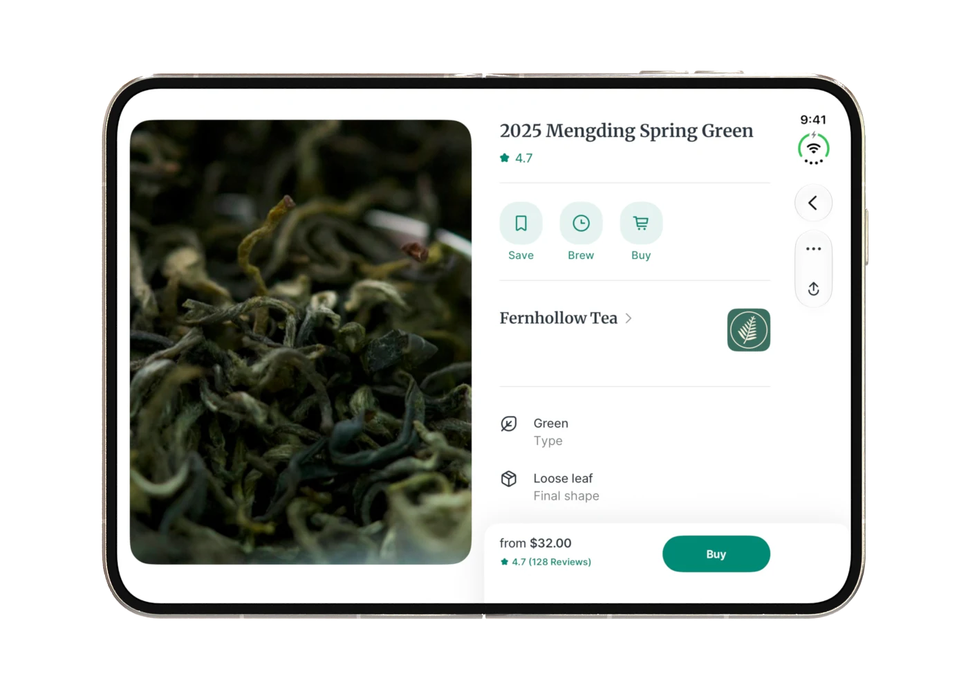 A tea's page on iPhone Duo, open